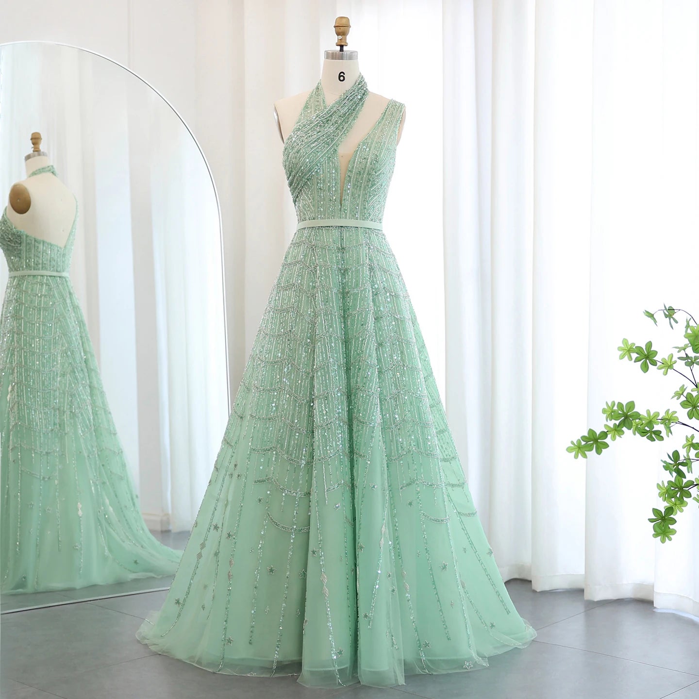 Sharon Said Luxury Beaded Dubai Lilac Evening Dresses for Women Wedding Party Long Arabic Prom Formal Gowns SS329 Customized